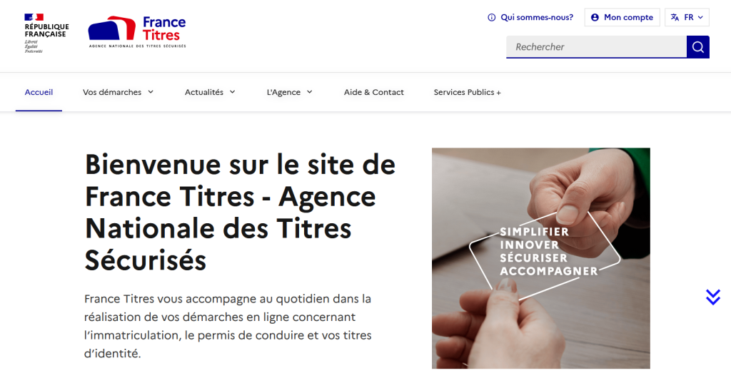 Page d'accueil ANTS