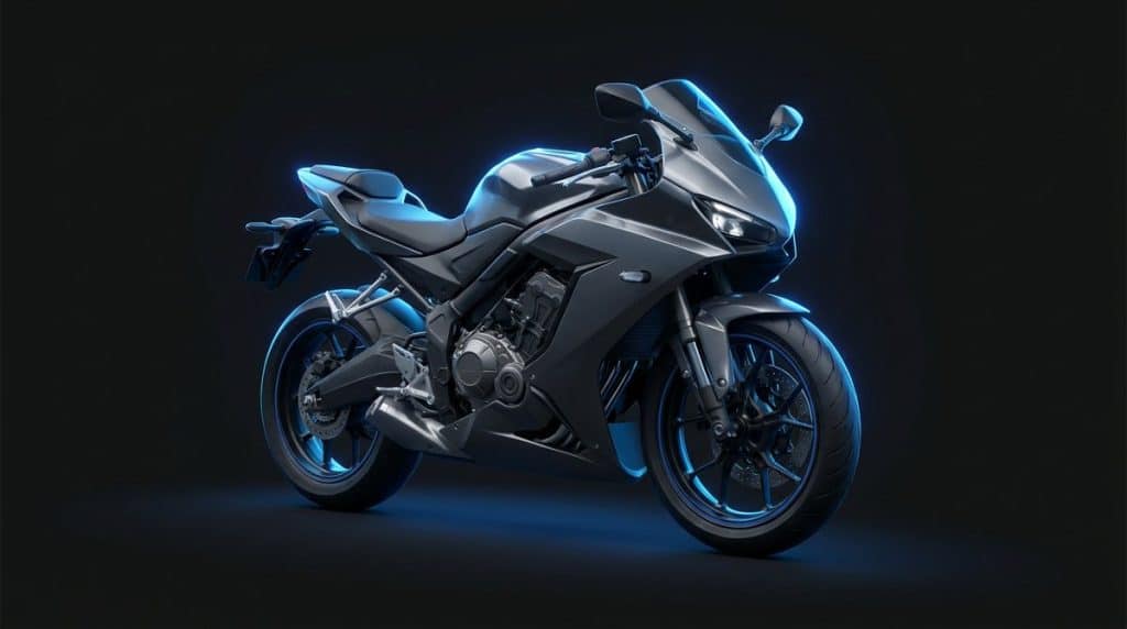 Illustration d'une sportive carenee A2 aux couleurs Jeune Motard (visuel generique)