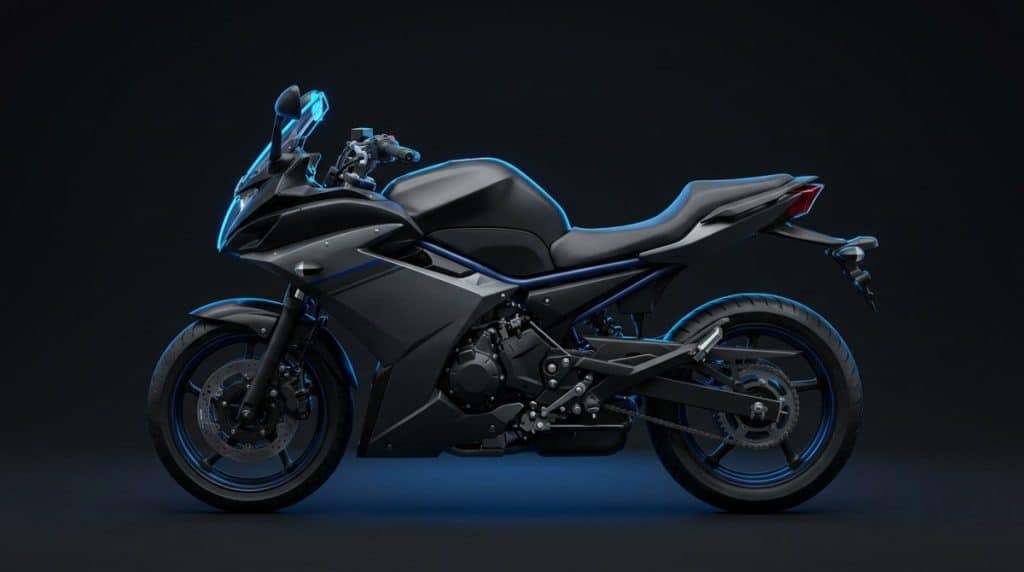 Illustration d'une sportive routiere A2 aux couleurs Jeune Motard (visuel generique)