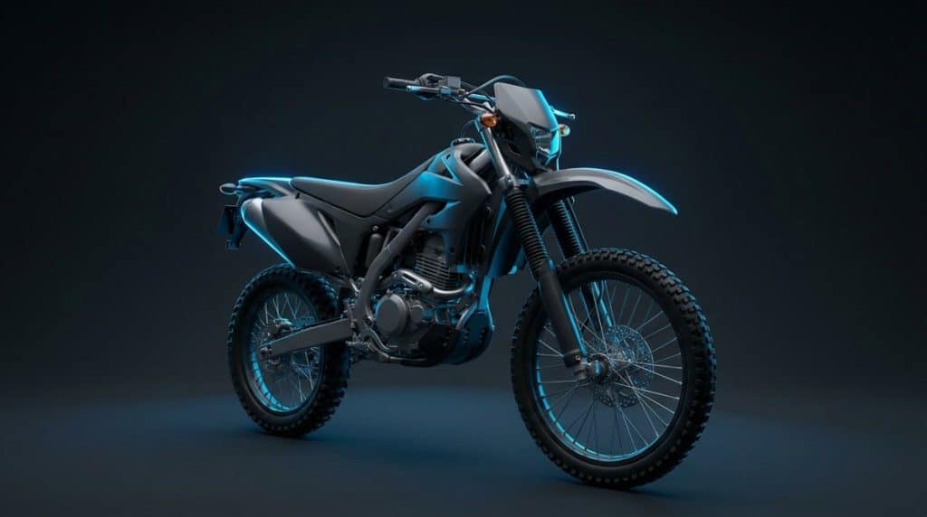 Illustration d'un trail d'aventure A2 aux couleurs Jeune Motard (visuel generique)