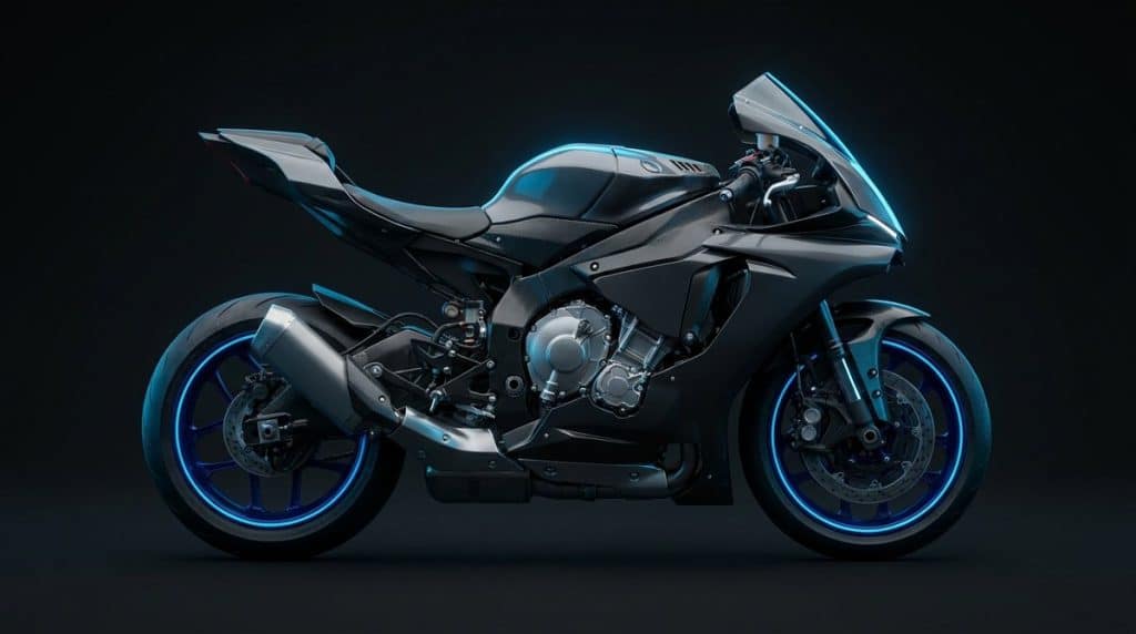 Illustration d'une sportive carenee A2 aux couleurs Jeune Motard (visuel generique)