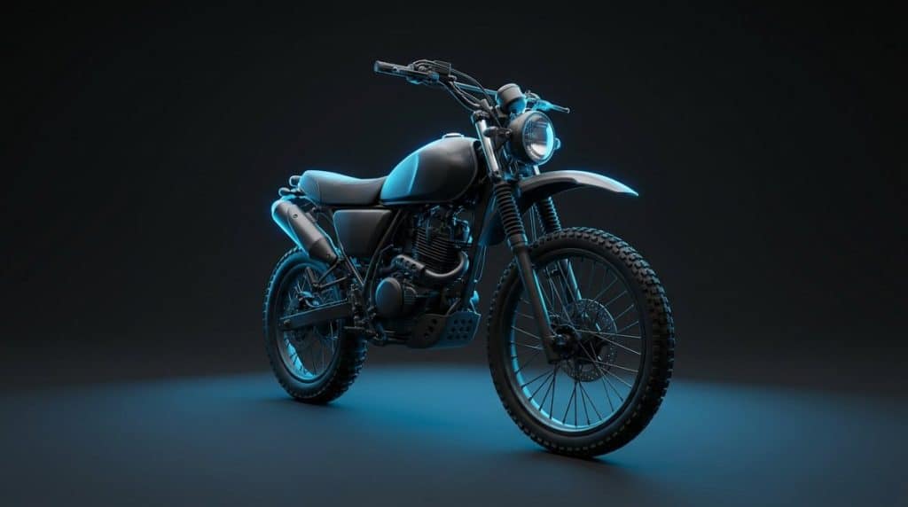 Illustration d'un scrambler A2 aux couleurs Jeune Motard (visuel generique)